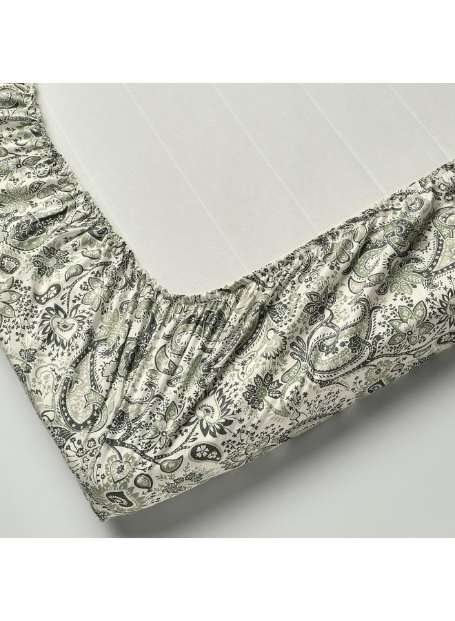 erorex Fitted sheet, green/white, 140x200 cm - Image 4