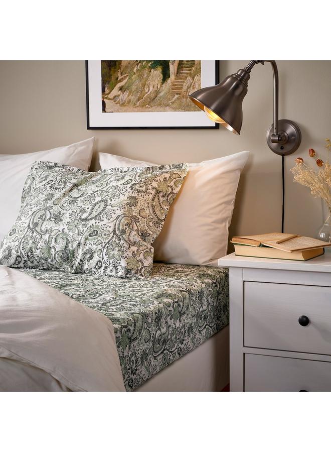 erorex Fitted sheet, green/white, 140x200 cm - Image 3