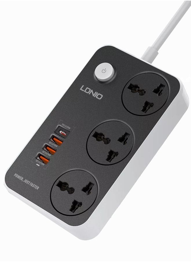 LDNIO - 3 Power Socket Extension with Type C PD Port and 3 QC3.0 fast charging Port power strip - Image 1