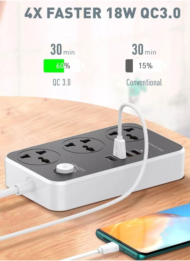 LDNIO - 3 Power Socket Extension with Type C PD Port and 3 QC3.0 fast charging Port power strip - Image 1