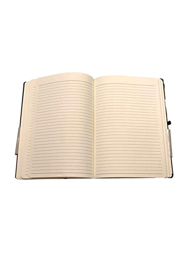 HQ - A5 Size Hard Bound Journal Lined Notebook 160 Pages With Elastic Closure Black Cover - Image 1