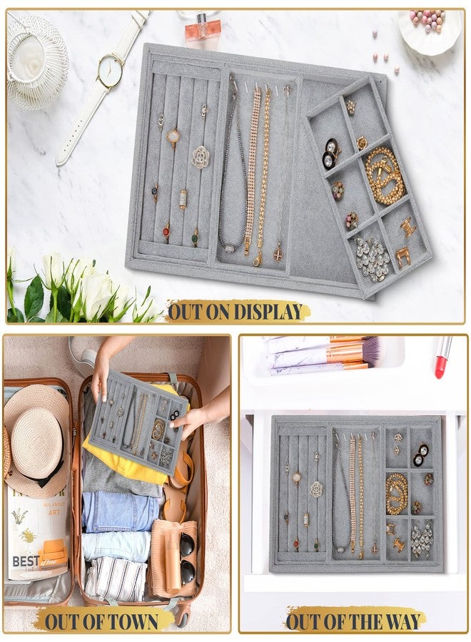 Houseables Jewelry Drawer Organizer, Jewelry Organizer For Drawer, Velvet Tray, Box Divider Inserts, Box Inserts, Flat Stackable Trays, Earring, Ring, Necklace, Bracelet, Display, Vanity Dresser, Safe - Image 5
