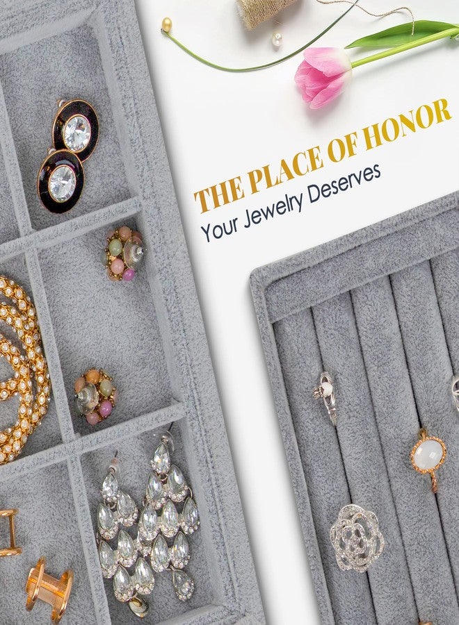 Houseables Jewelry Drawer Organizer, Jewelry Organizer For Drawer, Velvet Tray, Box Divider Inserts, Box Inserts, Flat Stackable Trays, Earring, Ring, Necklace, Bracelet, Display, Vanity Dresser, Safe - Image 4