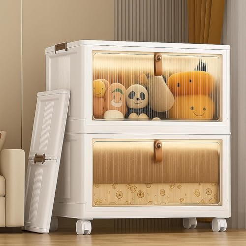 SNKR ESSENTIALS Multipurpose Stackable Plastic Cupboard Drawer for Clothes Storage, Almirah for Clothes, Foldable Wardrobe Cabinet Organizer for Office, Kitchen, Bathroom (WHITE, 2 DOOR) - Image 1