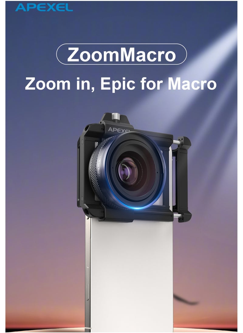 APEXEL APL-ZM100 10-20X Zoom Macro Lens Kit for Smartphone – HD Phone Camera Lens with Universal Clip, Macro/Magnifier Lens for iPhone Android, Outdoor Close-Up Photography  - Image 1