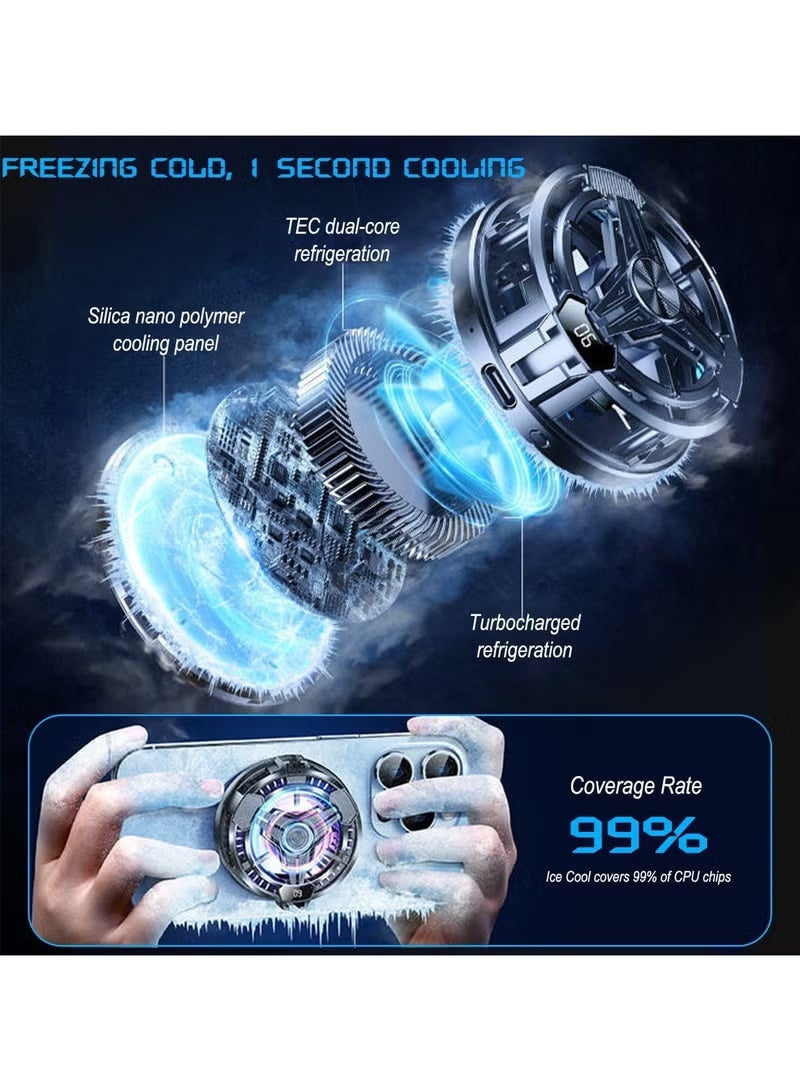 Arabest Phone Cooler, Phone Cooling Fan for Gaming, 2 Modes, Adsorption Design, Semiconductor Phone Cooler with RGB Light,Mini Phone Cooler for Mobile Phone Tablet PC - Image 2