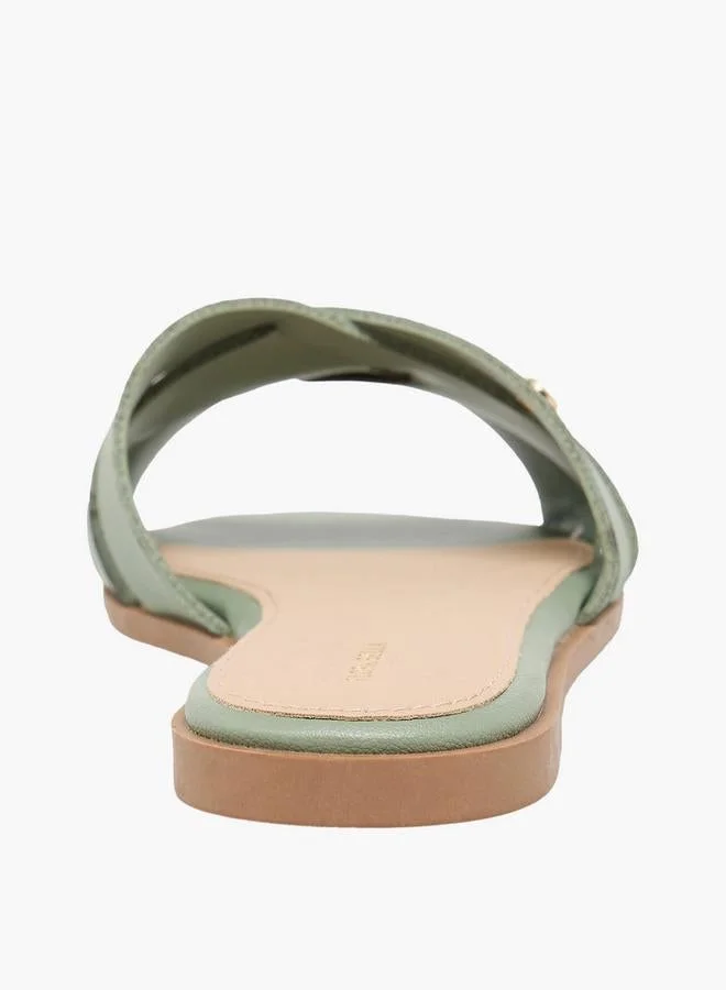 Flora Bella By Shoexpress GREEN Women Slip-On Sandals for Women | Best Price UAE