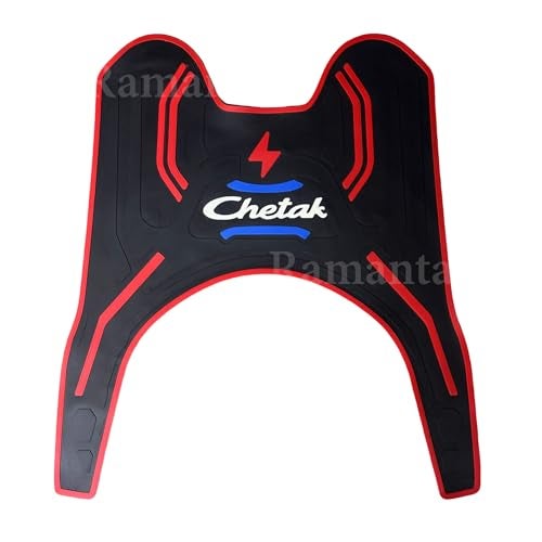 Ramanta Chetak 3501 Accessories | Electric Scooter Foot Mat | 3D Two Wheeler Floormat | Anti Slip Soft Rubberized Foot Mat Compatible with for Chetak 3501 Premium Comfort & Durability - 1 PC Red Black - Image 1