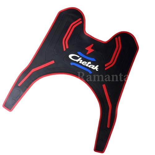 Ramanta Chetak 3501 Accessories | Electric Scooter Foot Mat | 3D Two Wheeler Floormat | Anti Slip Soft Rubberized Foot Mat Compatible with for Chetak 3501 Premium Comfort & Durability - 1 PC Red Black - Image 2