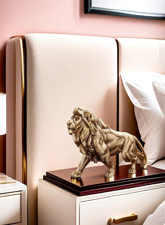 FUNSXBUG 14 Inch Resin Lion Statue Sculpture Figurines Animal Collectible Figurine Gift Idea Home Desktop Decoration Gold - Image 5
