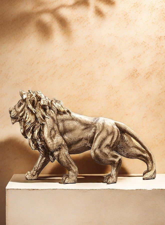 FUNSXBUG 14 Inch Resin Lion Statue Sculpture Figurines Animal Collectible Figurine Gift Idea Home Desktop Decoration Gold - Image 2