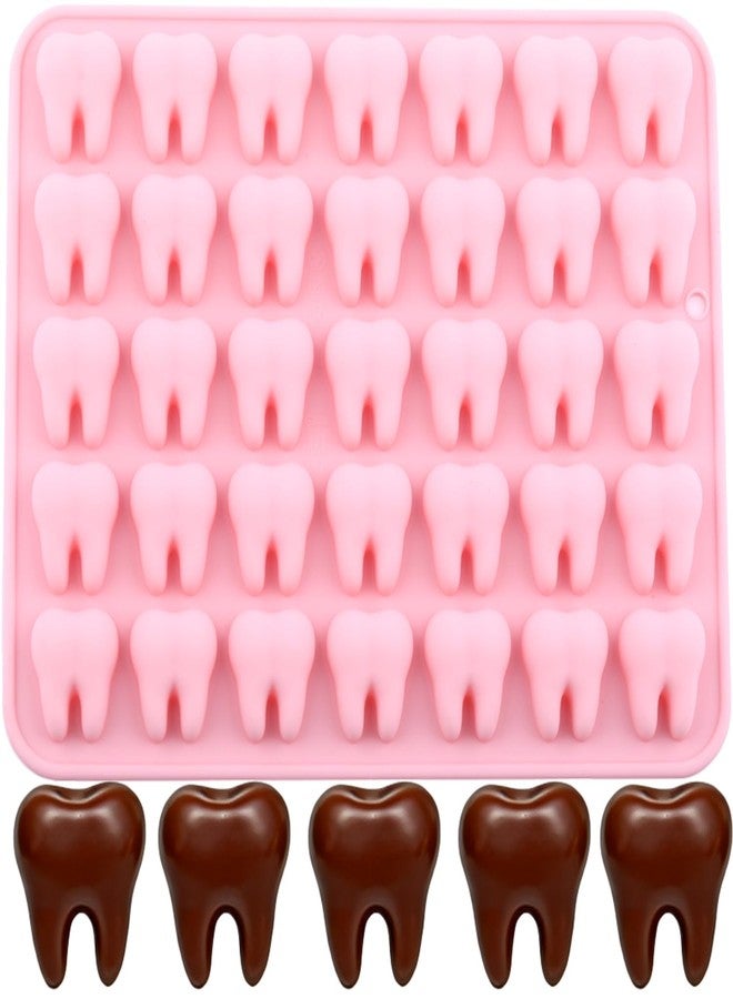 YIMINGMOLD قوالب حلوى سيليكون صغيرة على شكل أسنان من YIMINGMOLD، 35 تجويفًا، قوالب شوكولاتة ثلاثية الأبعاد صغيرة على شكل أضراس لتزيين الكب كيك وحلوى الشوكولاتة - Image 1