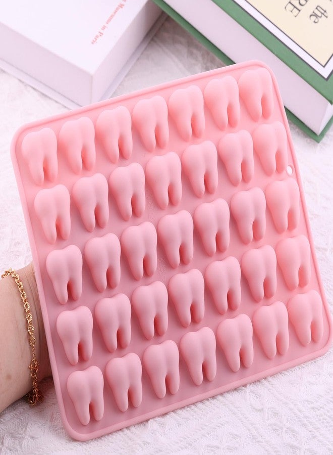 YIMINGMOLD قوالب حلوى سيليكون صغيرة على شكل أسنان من YIMINGMOLD، 35 تجويفًا، قوالب شوكولاتة ثلاثية الأبعاد صغيرة على شكل أضراس لتزيين الكب كيك وحلوى الشوكولاتة - Image 3