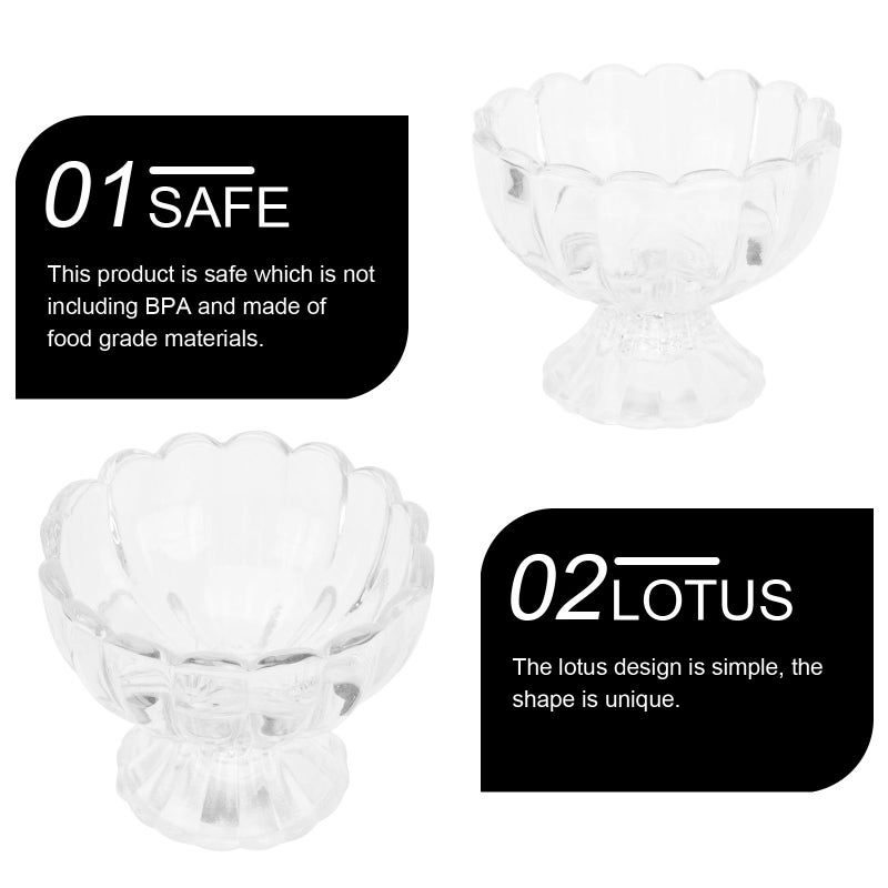 5pcs Lotus Glass Dessert Bowls 150ml Classic Pudding Ice Cream Cups for Home Dining - Image 4