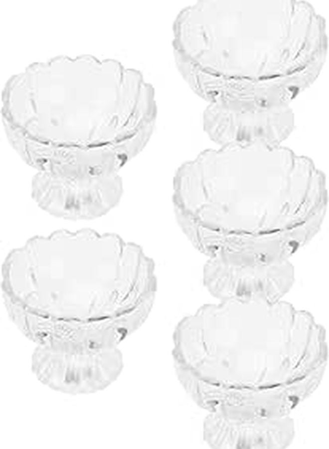5pcs Lotus Glass Dessert Bowls 150ml Classic Pudding Ice Cream Cups for Home Dining - Image 1