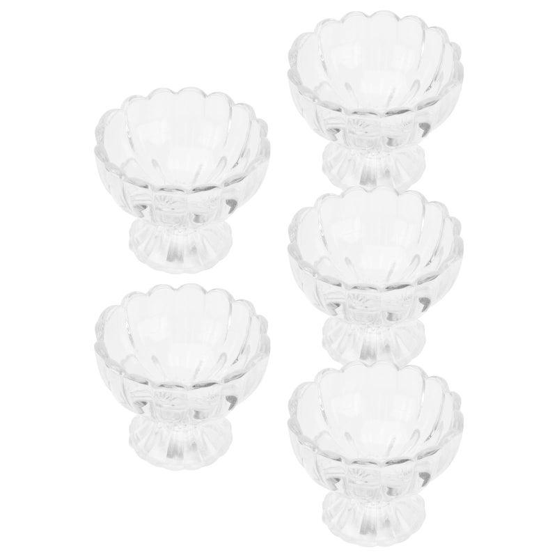 5pcs Lotus Glass Dessert Bowls 150ml Classic Pudding Ice Cream Cups for Home Dining - Image 2