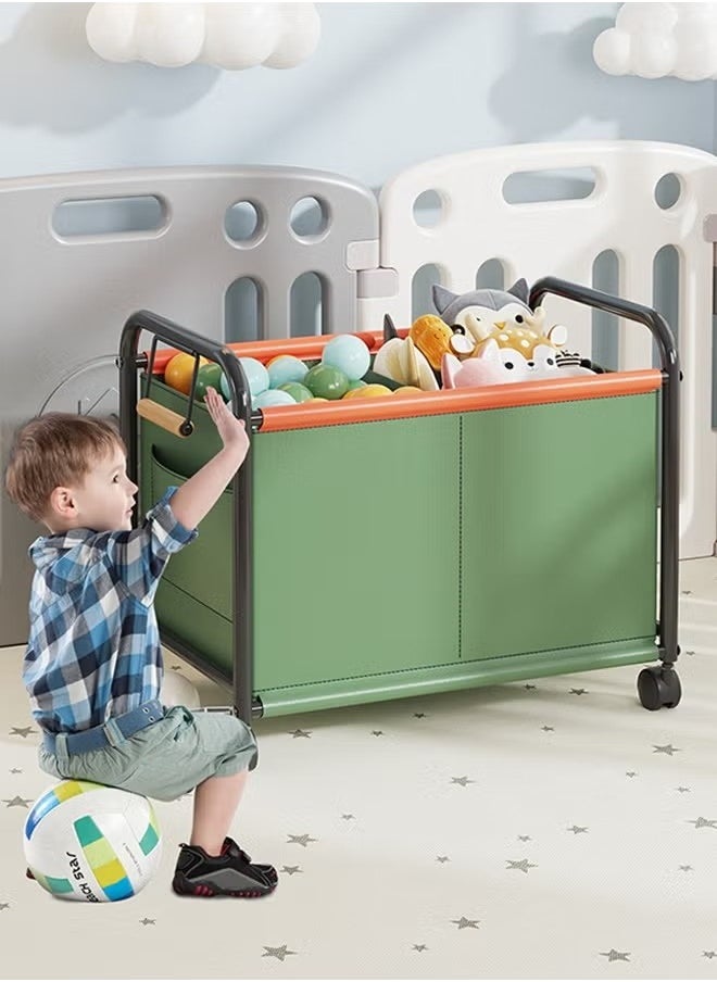 YIJIA HOME GOODS Toy Storage Table Rack, Toy Storage Table Rack, Bedroom Living Room Sundries Storage Basket Rack, Four-Wheeled Large-Capacity Widened Movable Rack, Green  - Image 1