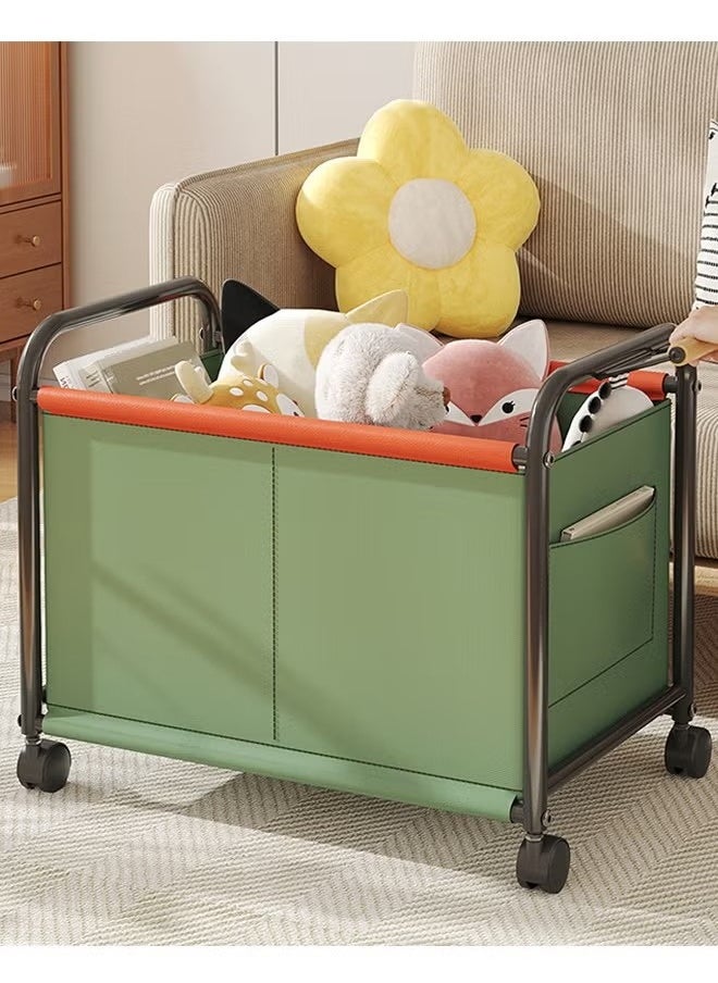 YIJIA HOME GOODS - Toy Storage Table Rack, Toy Storage Table Rack, Bedroom Living Room Sundries Storage Basket Rack, Four-Wheeled Large-Capacity Widened Movable Rack, Green - Image 1