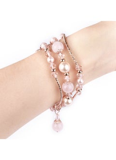 Generic Compatible with Apple Watch Band 42mm/44mm/45mm/ Rose Gold Women Agate Pearl Bracelet, Fashion Handmade Elastic Replacement Strap for iWatch Bands Series 8/7/6/5/4/ Girls Wristband (Pink)  - Image 5