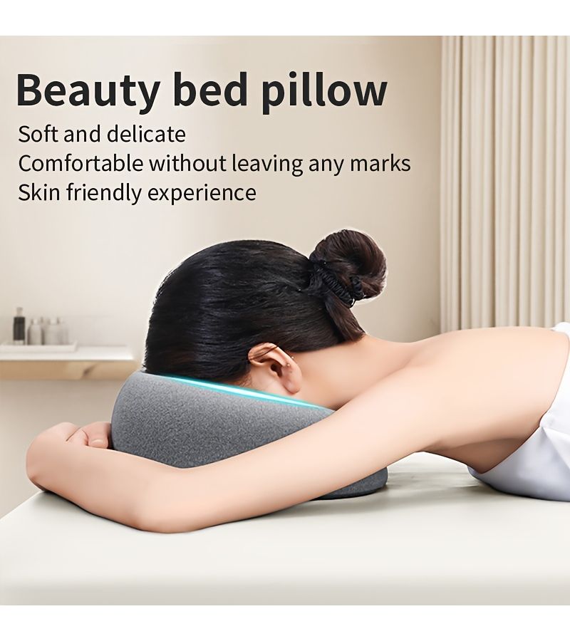 1pc Modern U Shaped Facial Pillow Navy Blue Ergonomic Face Pillow Beauty Salon Spa Massage Pad Machine Washable Cover Polyurethane Filling All Season Use Suitable For Adults Multipurpose Neck And Facial Support Comfortable Pad - Image 3