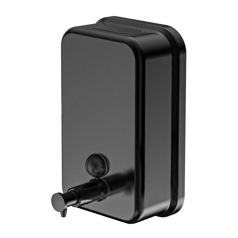 interhasa! Commercial Soap Dispenser Wall Mount 304 Stainless Steel Manual Commercial Liquid Soap Dispenser for Bathroom Matte Black Vertical Style - Image 1