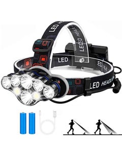 LinJie Portable 8-LED Mini Headlamp Working Lamp Waterproof Flashlight Powered By 18650 Battery For Nighttime Headlamp 60000LM LED Headlamp