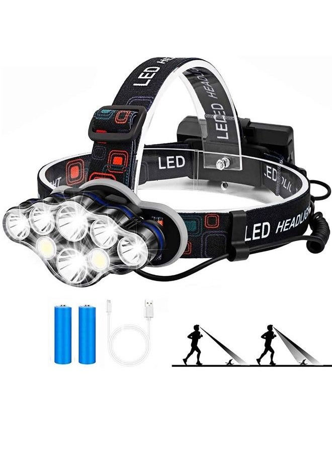 LINJIE - LinJie Portable 8-LED Mini Headlamp Working Lamp Waterproof Flashlight Powered By 18650 Battery For Nighttime Headlamp 60000LM LED Headlamp - Image 1