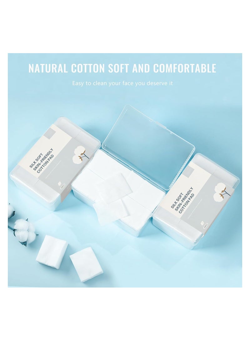 SOLARAE 1000PCS Premium Non-Woven Cotton Pads for Makeup Removal, Soft Facial Cotton Squares for Toner and Skincare, Natural Cosmetic Remover Pads for Gentle Cleansing. - Image 3