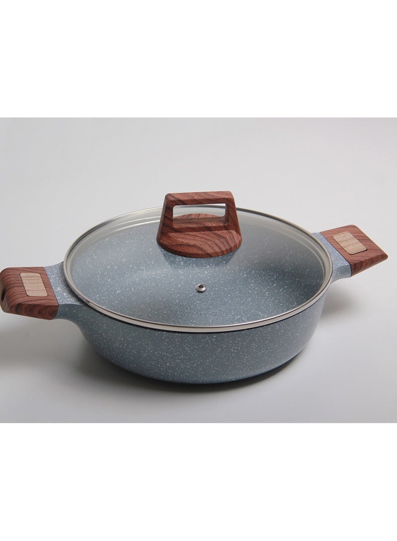One-Piece Modern Design Granite Pot, Blue/Wooden  - Image 1