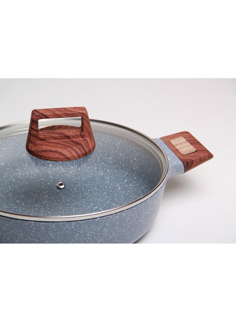 One-Piece Modern Design Granite Pot, Blue/Wooden  - Image 2
