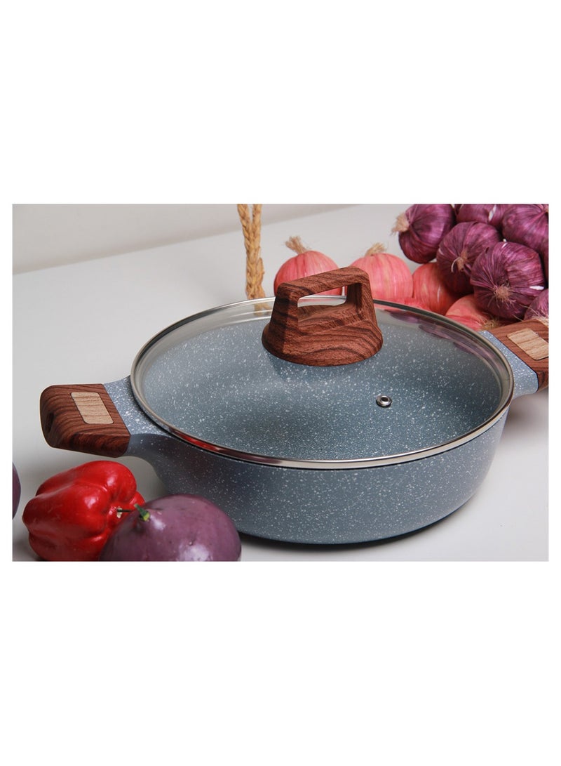 One-Piece Modern Design Granite Pot, Blue/Wooden  - Image 5