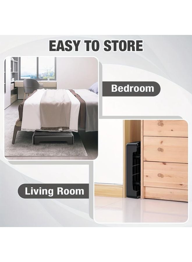 YIMUWN سلم خطوة متنقل متين بسعة 300 رطل منصة PP غير قابلة للانزلاق قابلة للطي محمولة باللون الأسود - Image 5