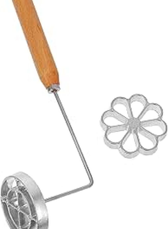 Non Stick Aluminum Alloy Rosette Cookie Mold Set 3Pcs with Wooden Handle - Image 1
