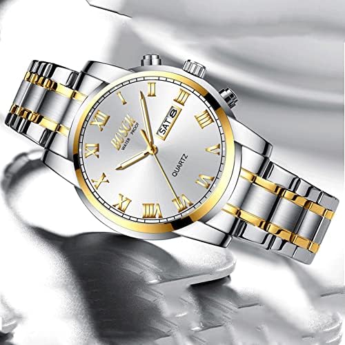 BOSCK Watches for Men,Analog Mens Watch 42mm Large Face Easy Read Stainless Steel Business Watch,Luminous Classic Luxury 30M Waterproof Mens Wrist Watches（White） - Image 4