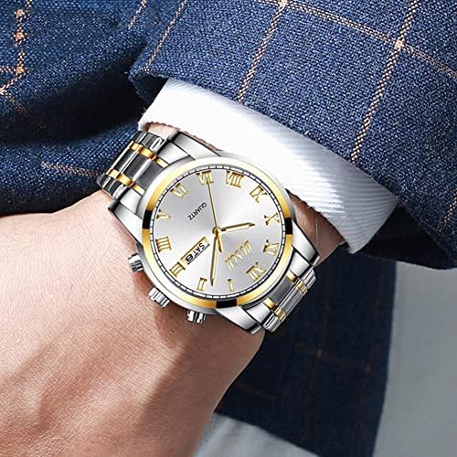 BOSCK Watches for Men,Analog Mens Watch 42mm Large Face Easy Read Stainless Steel Business Watch,Luminous Classic Luxury 30M Waterproof Mens Wrist Watches（White） - Image 3