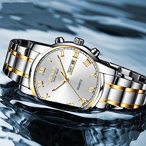 BOSCK Watches for Men,Analog Mens Watch 42mm Large Face Easy Read Stainless Steel Business Watch,Luminous Classic Luxury 30M Waterproof Mens Wrist Watches（White） - Image 2