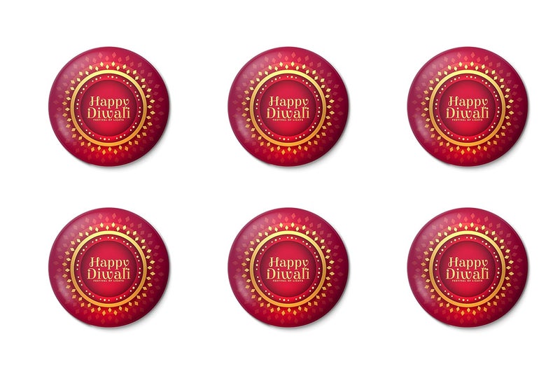 Hubops Diwali badge Round Pin Button Badge for Diwali celebration office school home Events, Gifts Accessories. Happy diwali badge - Image 1