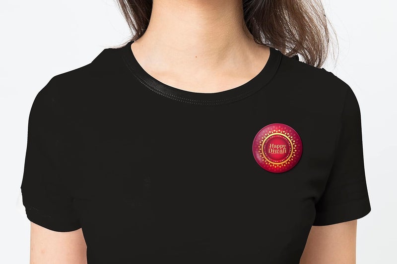 Hubops Diwali badge Round Pin Button Badge for Diwali celebration office school home Events, Gifts Accessories. Happy diwali badge - Image 3