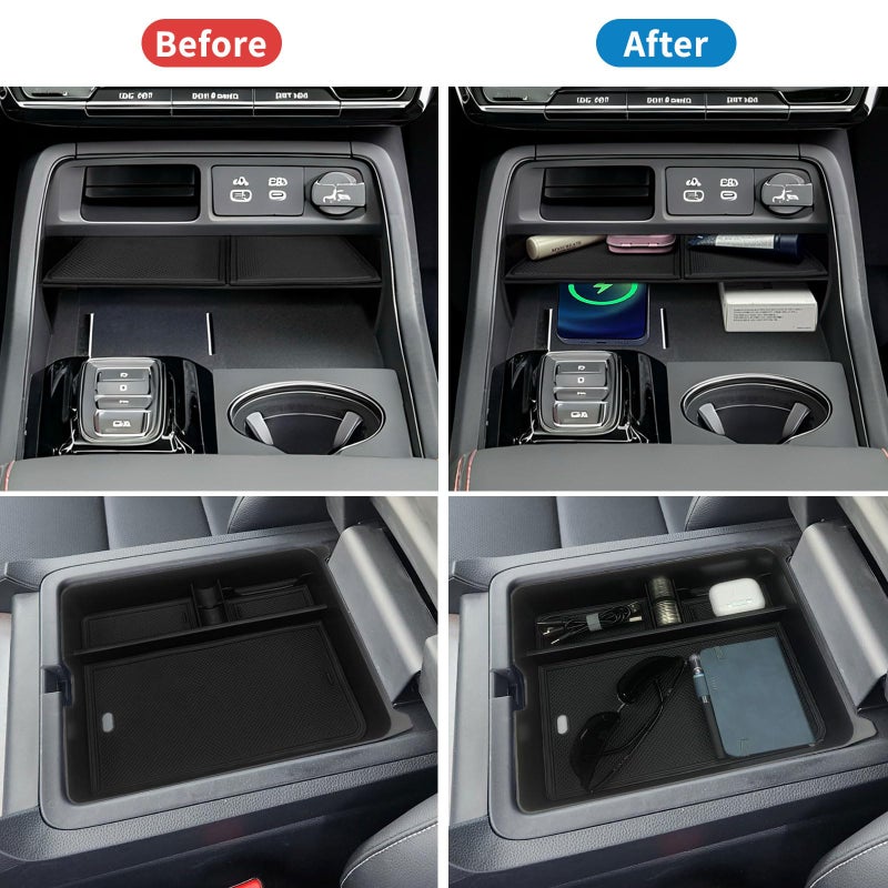 Zxiaochun 2PCS Center Console Organizer Compatible with 2023 2024 2025 2026 Honda Pilot & 2026 Honda Passport Interior Accessories, Armrest Box Tray Gear Shift Storage Tray - Image 2