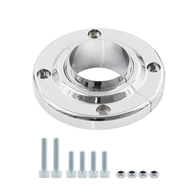 Chrome Steering Column Floor Mount Replacement for SBC BBC 350 Universal 2 Inch Columns - Image 1