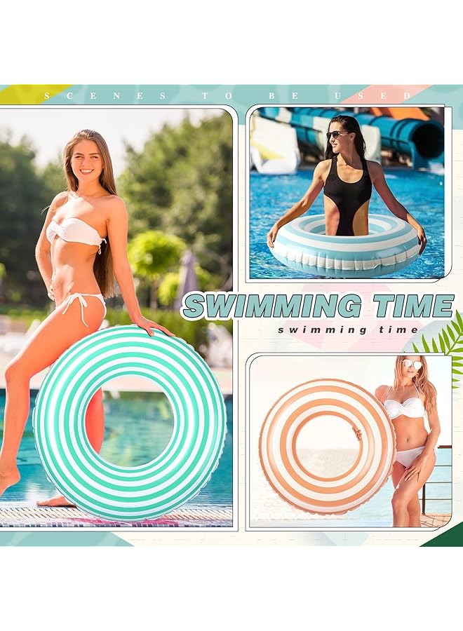 KASTWAVE 3Pcs Pool Tube With Handles Retro Orange Green Blue Striped Swim Pool Rings Inflatable Float Loungers Tube For Summer Swimming Pool Beach Bachelorette Party 30 X 14 Inch - Image 4