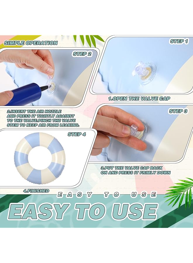 KASTWAVE 3Pcs Pool Tube With Handles Retro Orange Green Blue Striped Swim Pool Rings Inflatable Float Loungers Tube For Summer Swimming Pool Beach Bachelorette Party 30 X 14 Inch - Image 3