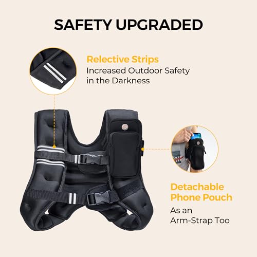 PACEARTH Weighted Vest,6lb/8lb/10lb/12lb/16lb/20lb/25lb/30lb Weight Vest with Reflective Stripe, Body Weight Vests for Women, Men, Weight Loss Workout, Strength Training, Running, Walking, Jogging - Image 5