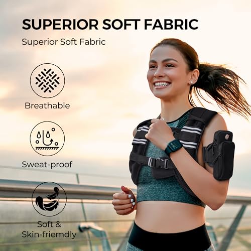 PACEARTH Weighted Vest,6lb/8lb/10lb/12lb/16lb/20lb/25lb/30lb Weight Vest with Reflective Stripe, Body Weight Vests for Women, Men, Weight Loss Workout, Strength Training, Running, Walking, Jogging - Image 3