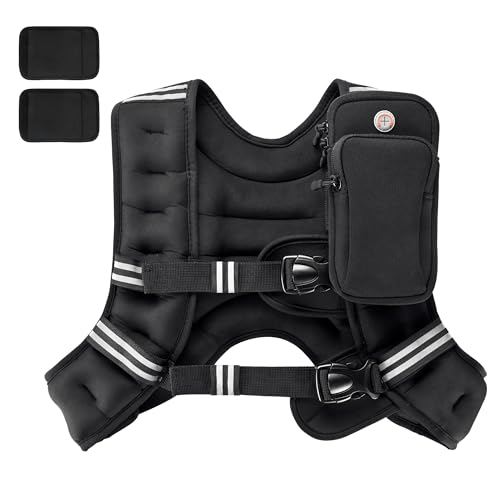 PACEARTH Weighted Vest,6lb/8lb/10lb/12lb/16lb/20lb/25lb/30lb Weight Vest with Reflective Stripe, Body Weight Vests for Women, Men, Weight Loss Workout, Strength Training, Running, Walking, Jogging - Image 1