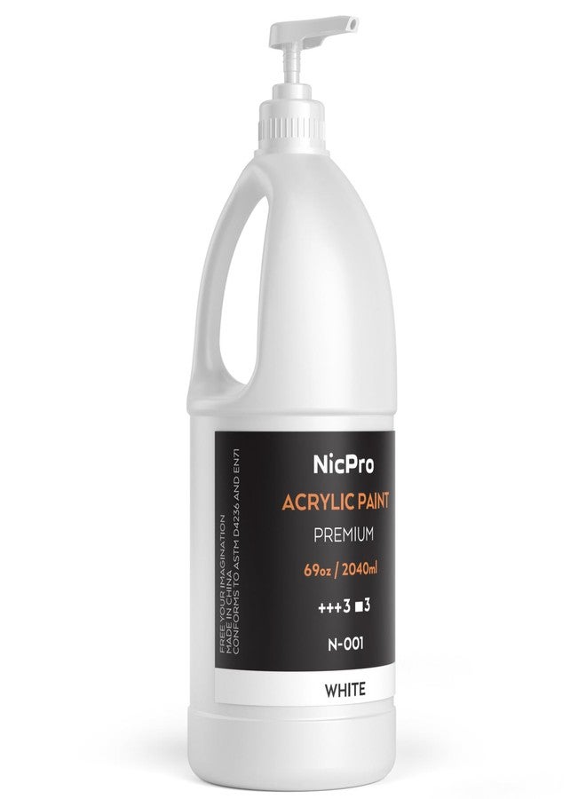 Nicpro White Large Acrylic Paint Set (69 oz, 2040 ml) Rich Art Painting Supplies Non Toxic for Multi Surface, Canvas, Wood, Leather, Fabric Stone Craft, for Kid & Adult with Pump - Image 1