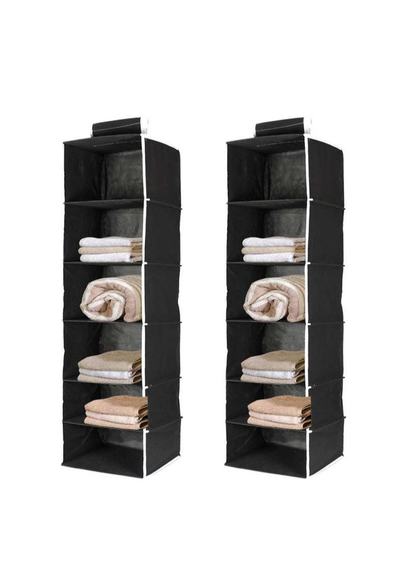 eBasket (2 pieces) 5-shelf closet organizer made of strong, high-quality materials (black)  - Image 1