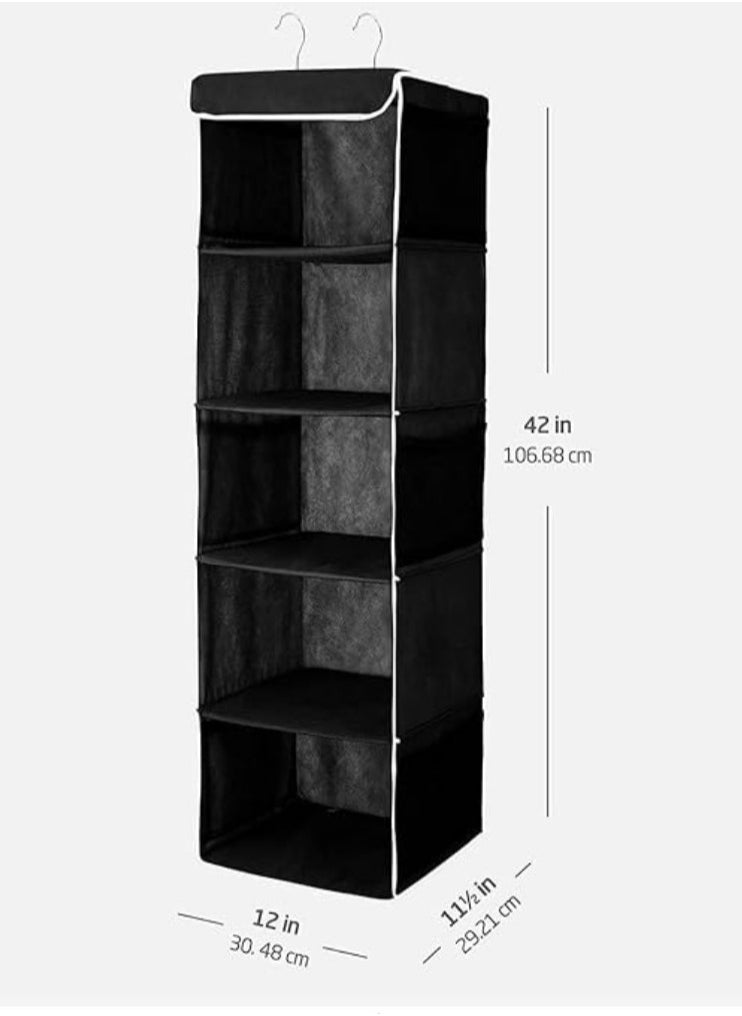 eBasket (2 pieces) 5-shelf closet organizer made of strong, high-quality materials (black)  - Image 4
