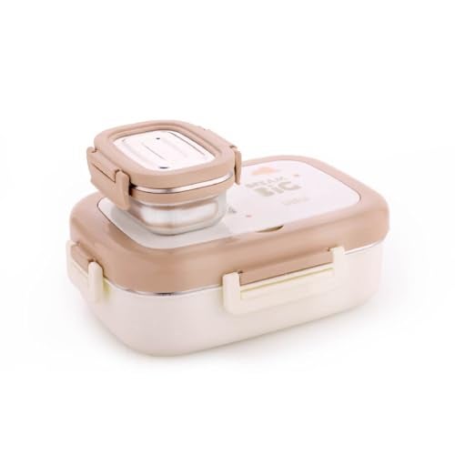 GANESH Ultima Pro Stainless Steel Insulated Lunch Box Container with Airtight Lid for Office & School Use/Food Grade/Air Tight/Easy to Carry/Leak Proof (750+140ml) - Brown - Image 1