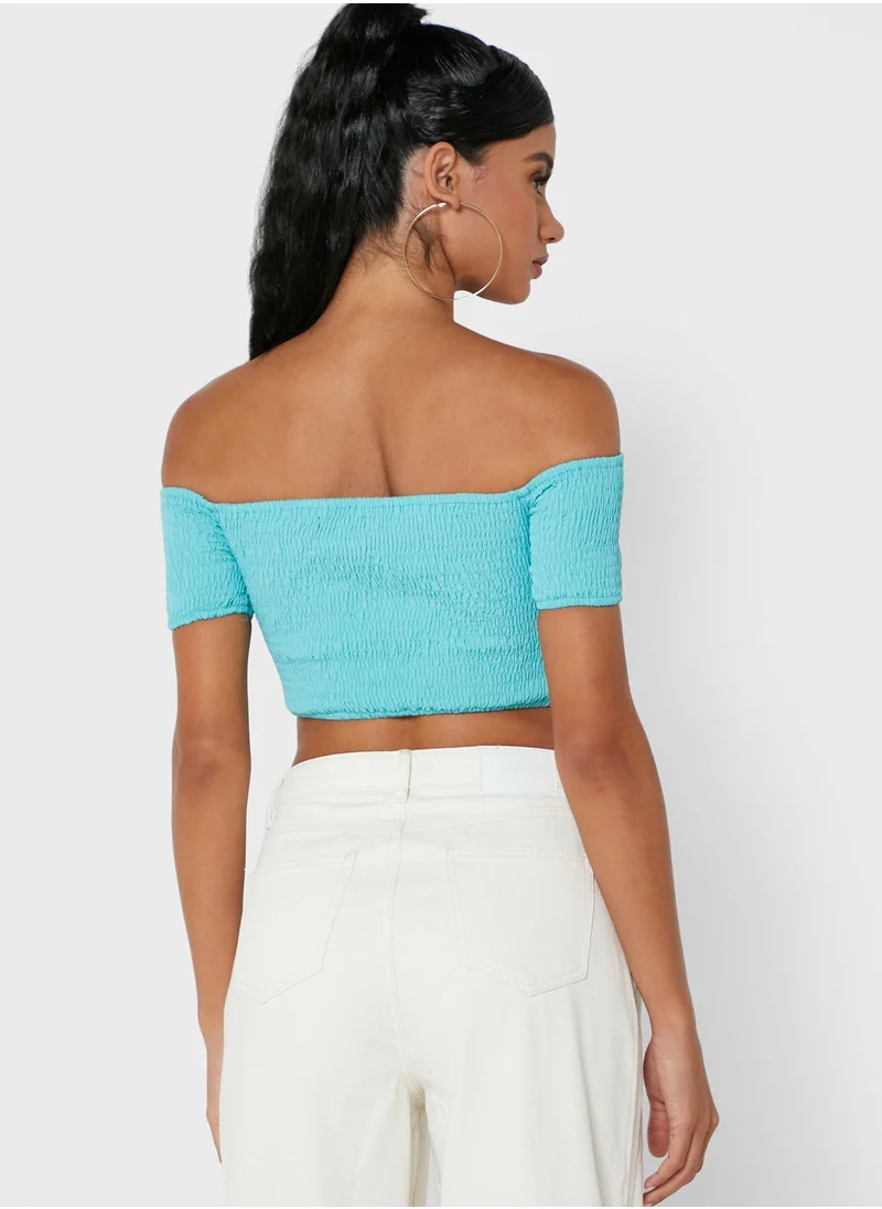 Missguided Shirred Bardot Top